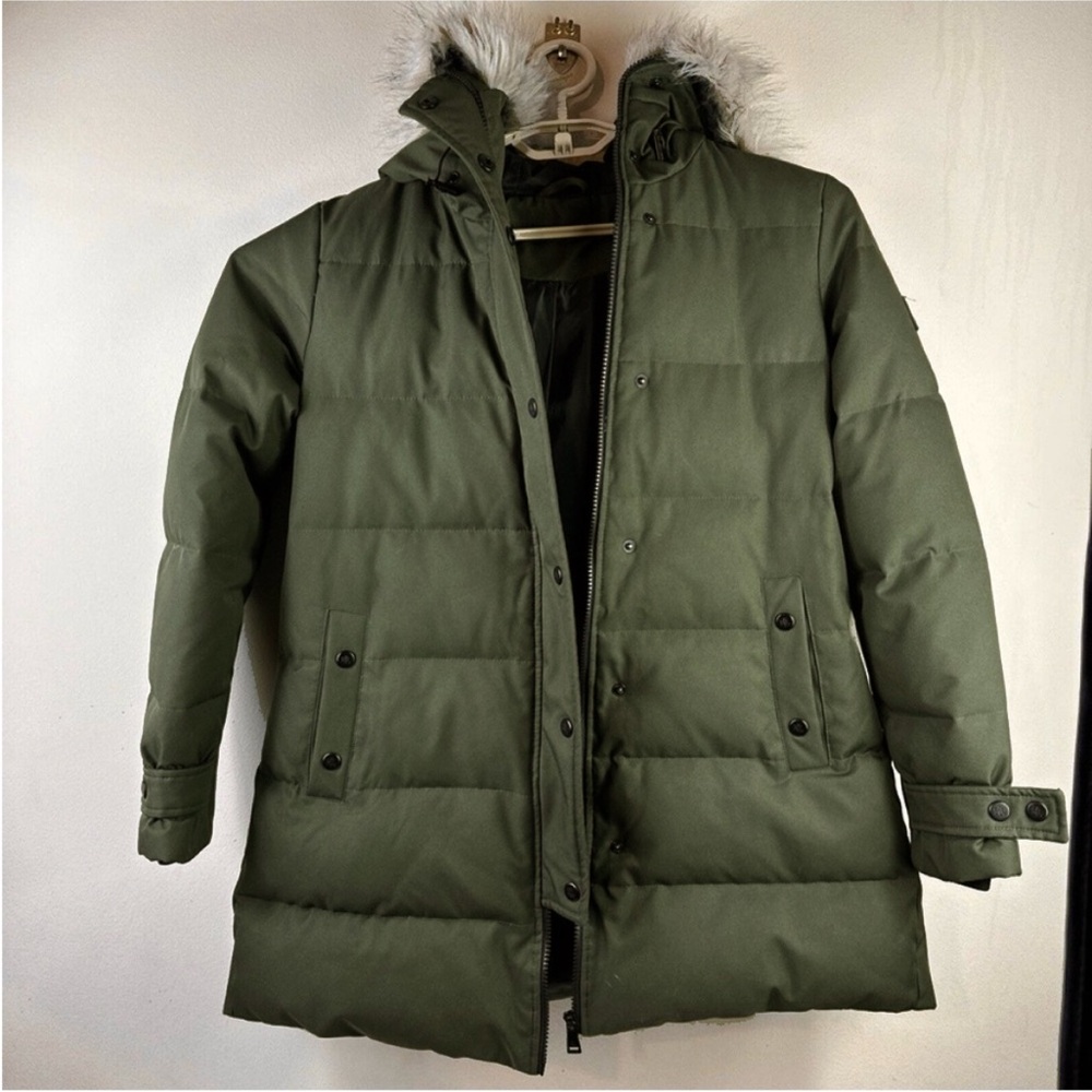Lauren Ralph Lauren Jacket Womens S Green Down Puffer Faux Fur Hood in EUC